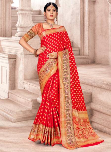Red Colour MANDAKINI SILK New Exclusive Wear Heavy Silk Latest Saree Collection 1139